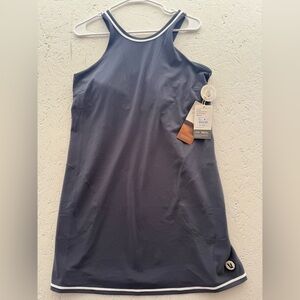 Vuori Volley Dress Size Xl in Azure, Built in Bra, Pockets Embroidered Logo